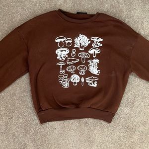 Brown mushroom pattern sweatshirt